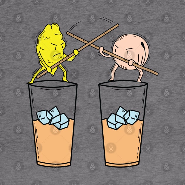 Iced tea peach and lemon fight with sticks by dieEinsteiger